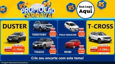 Modelo de TV para TV Horizontal com o tema Promoção de Carnaval para Concessionaria de Carros