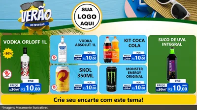 Modelo de TV para TV Horizontal com o tema Verão de Ofertas para Distribuidora de bebidas
