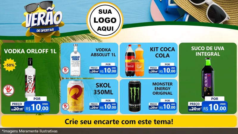 Modelo de TV para TV Horizontal com o tema Verão de Ofertas para Distribuidora de bebidas