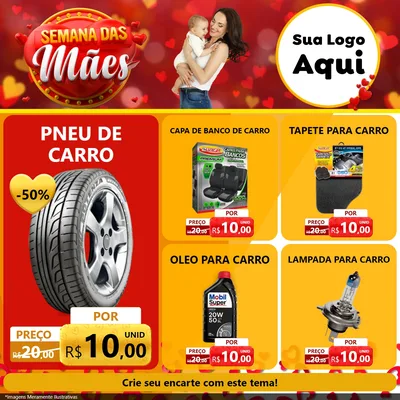 Modelo de Rede Social para Feed Facebook com o tema Semana das Mães para Auto peças