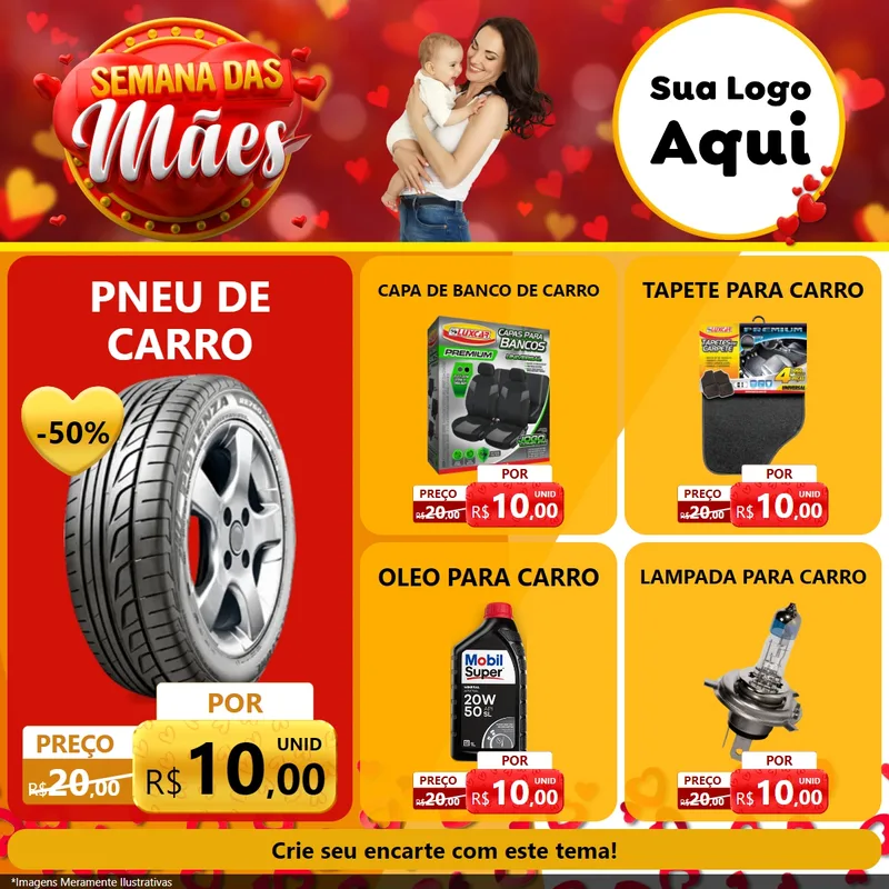Modelo de Rede Social para Feed Facebook com o tema Semana das Mães para Auto peças