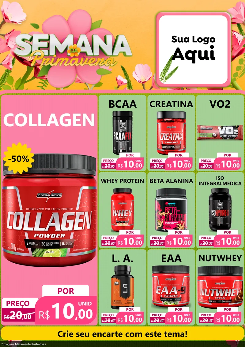 Modelo de Encarte para Encarte A4 Vertical com o tema Semana da Primavera para Suplementos alimentares