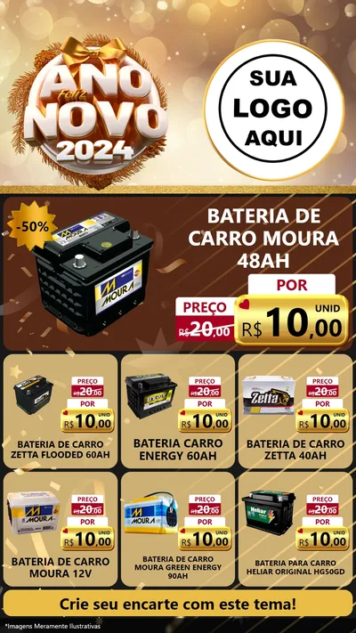 Modelo de Rede Social para Stories com o tema Feliz Ano Novo 2027 para Baterias Elétricas