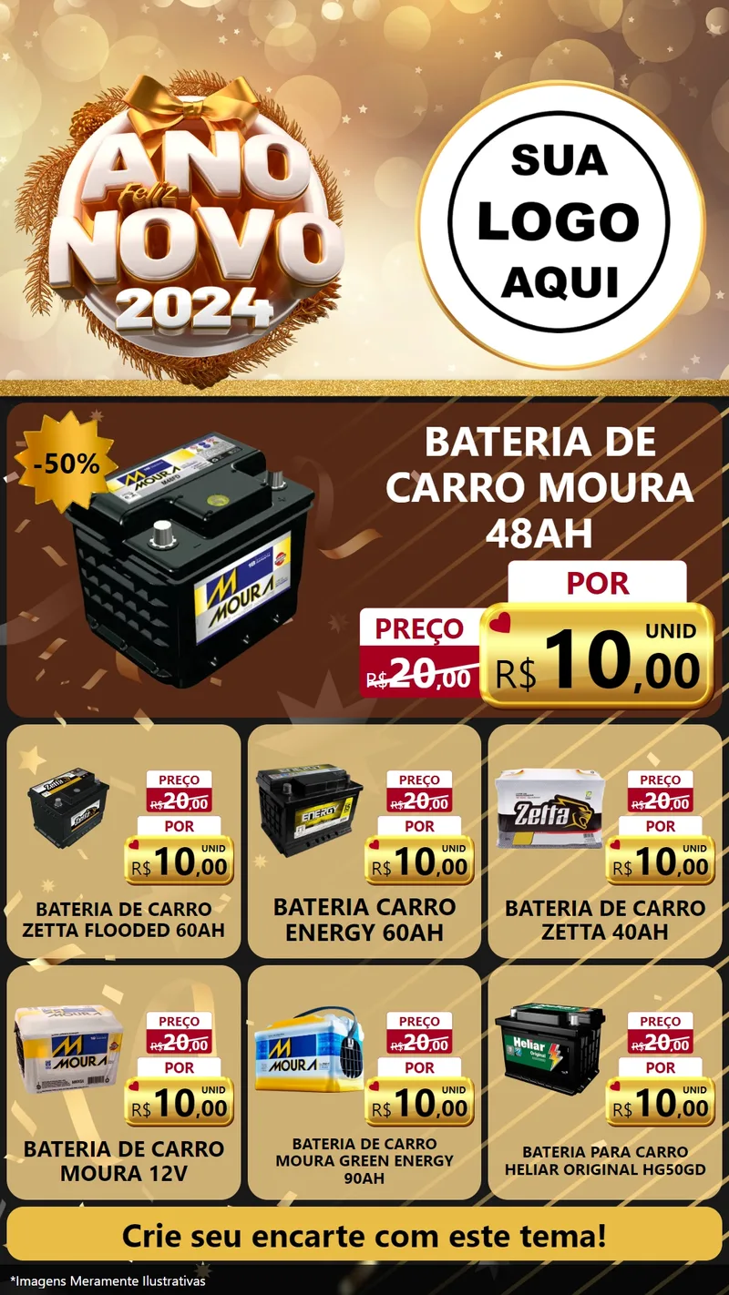 Modelo de Rede Social para Stories com o tema Feliz Ano Novo 2027 para Baterias Elétricas