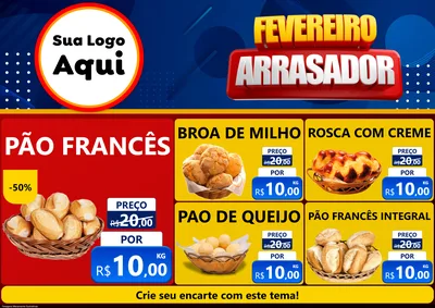 Modelo de Encarte para Encarte A4 Horizontal com o tema Fevereiro Arrasador para Padaria