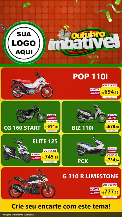 Modelo de TV para TV Vertical com o tema Outubro Imbatível para Concessionaria de Motos