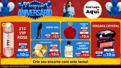 Modelo de TV para TV Horizontal com o tema Promoção de Aniversário para Perfumes