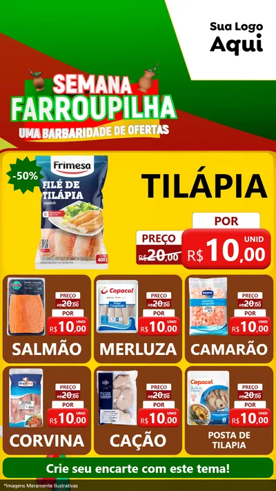 Modelo de Rede Social para Stories com o tema Semana Farroupilha - Uma Barbaridade de Ofertas para Peixaria