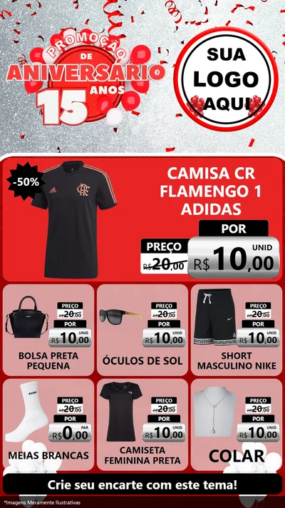 Modelo de Rede Social para Stories com o tema Promoção de Aniversário - 15 Anos para Roupas e acessórios