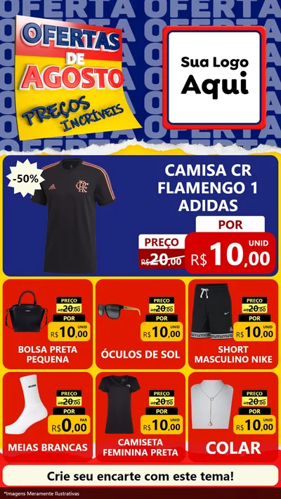 Modelo de Rede Social para Stories com o tema Ofertas de Agosto - Preços Incríveis para Roupas e acessórios