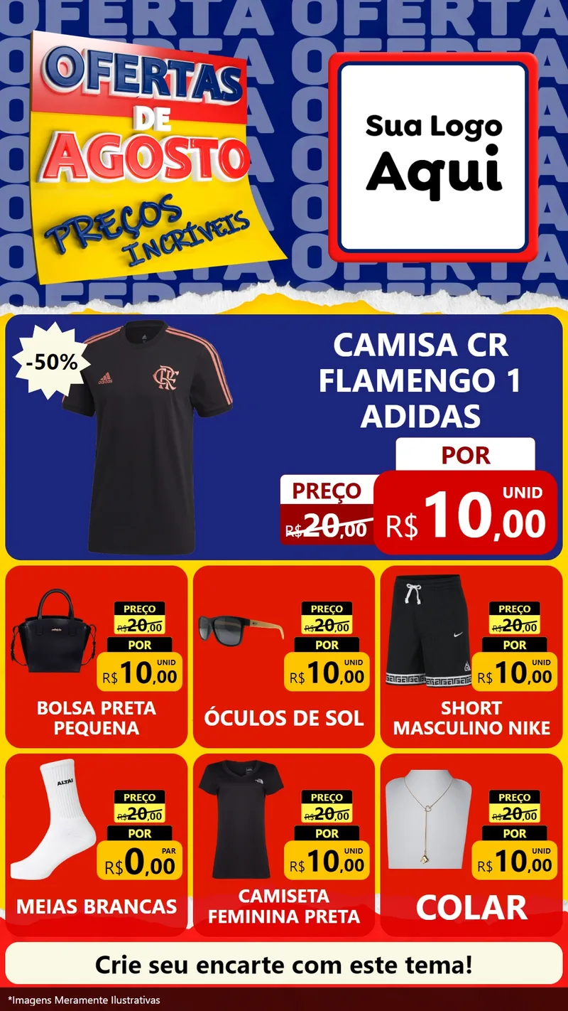 Modelo de Rede Social para Stories com o tema Ofertas de Agosto - Preços Incríveis para Roupas e acessórios