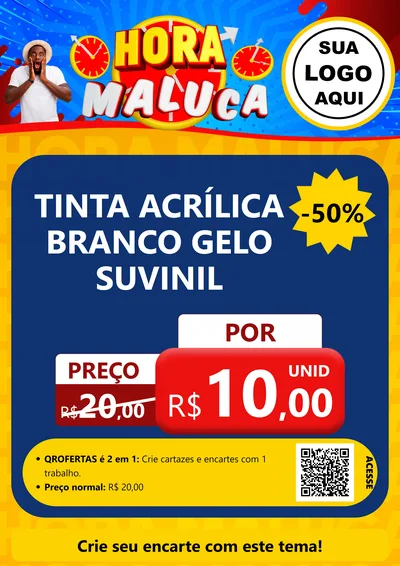 Modelo de Cartaz para Cartaz A4 Vertical com o tema Hora Maluca para Tintas e Ferramentas