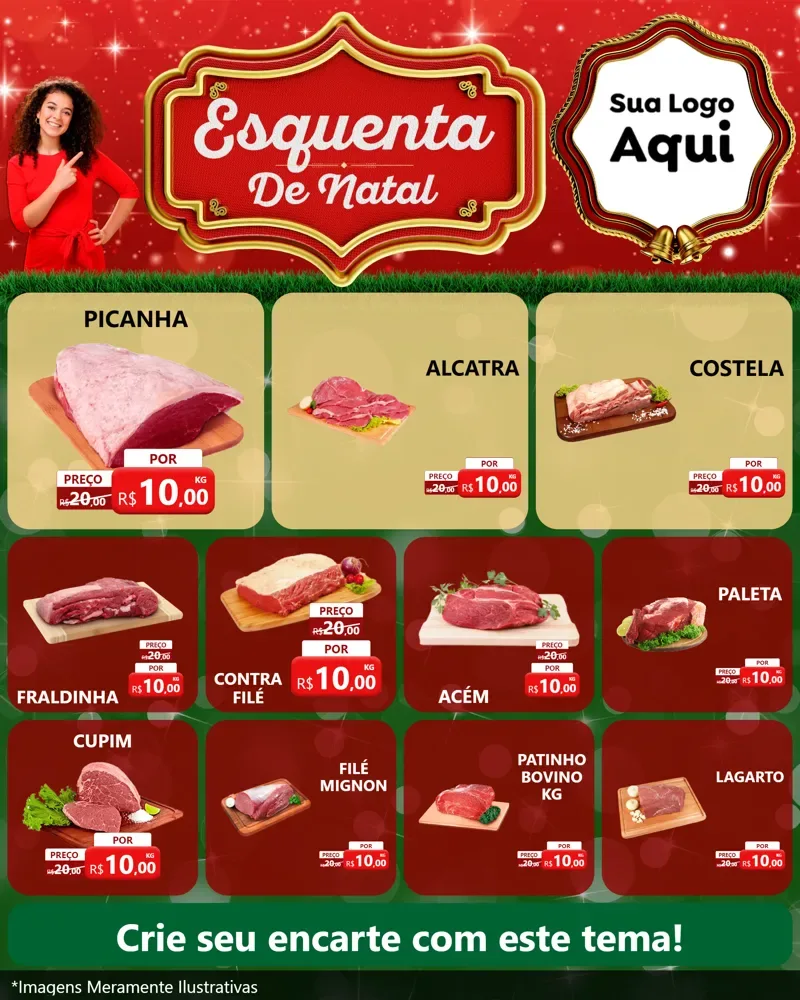 Modelo de Rede Social para Feed Instagram com o tema Esquenta de Natal para Açougue