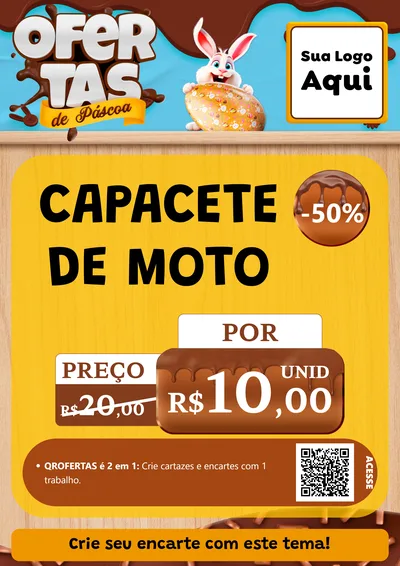 Modelo de Cartaz para Cartaz A4 Vertical com o tema Ofertas de Páscoa para Moto peças