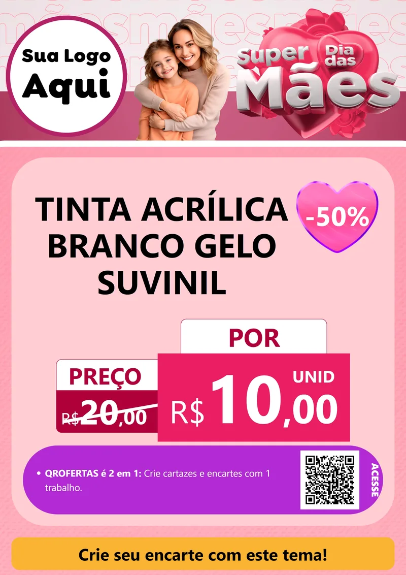 Modelo de Cartaz para Cartaz A4 Vertical com o tema Super Dia Das Mães para Tintas e Ferramentas