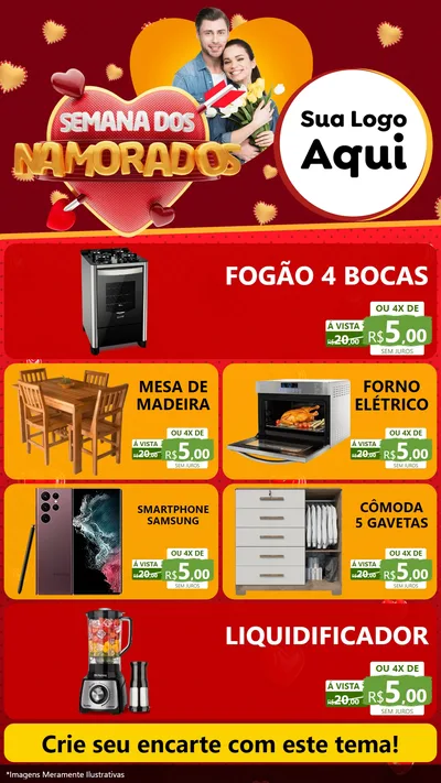Modelo de TV para TV Vertical com o tema Semana dos Namorados para Móveis e Eletro