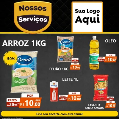 Modelo de Rede Social para Feed Facebook com o tema Nossos Serviços para Supermercado