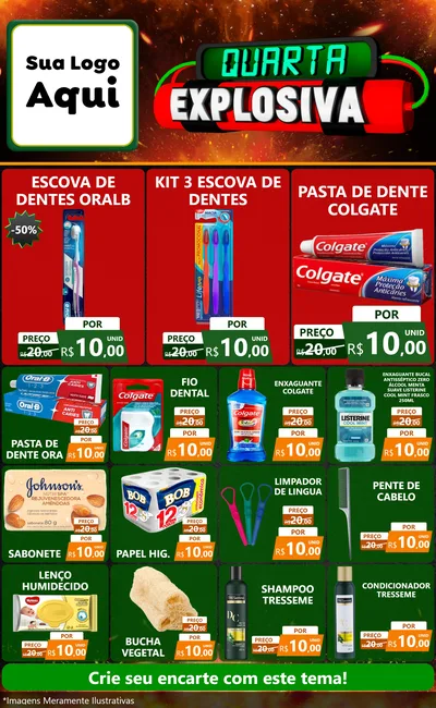Modelo de Encarte para Encarte Grande com o tema Quarta Explosiva para Higiene Pessoal