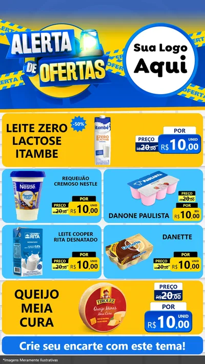 Modelo de TV para TV Vertical com o tema Alerta de Ofertas para Frios e Laticínios