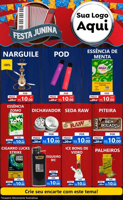 Modelo de Encarte para Encarte Grande com o tema Festa Junina para Tabacaria
