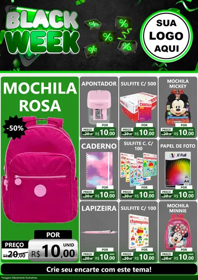 Modelo de Encarte para Encarte A4 Vertical com o tema Black Week para Papelaria
