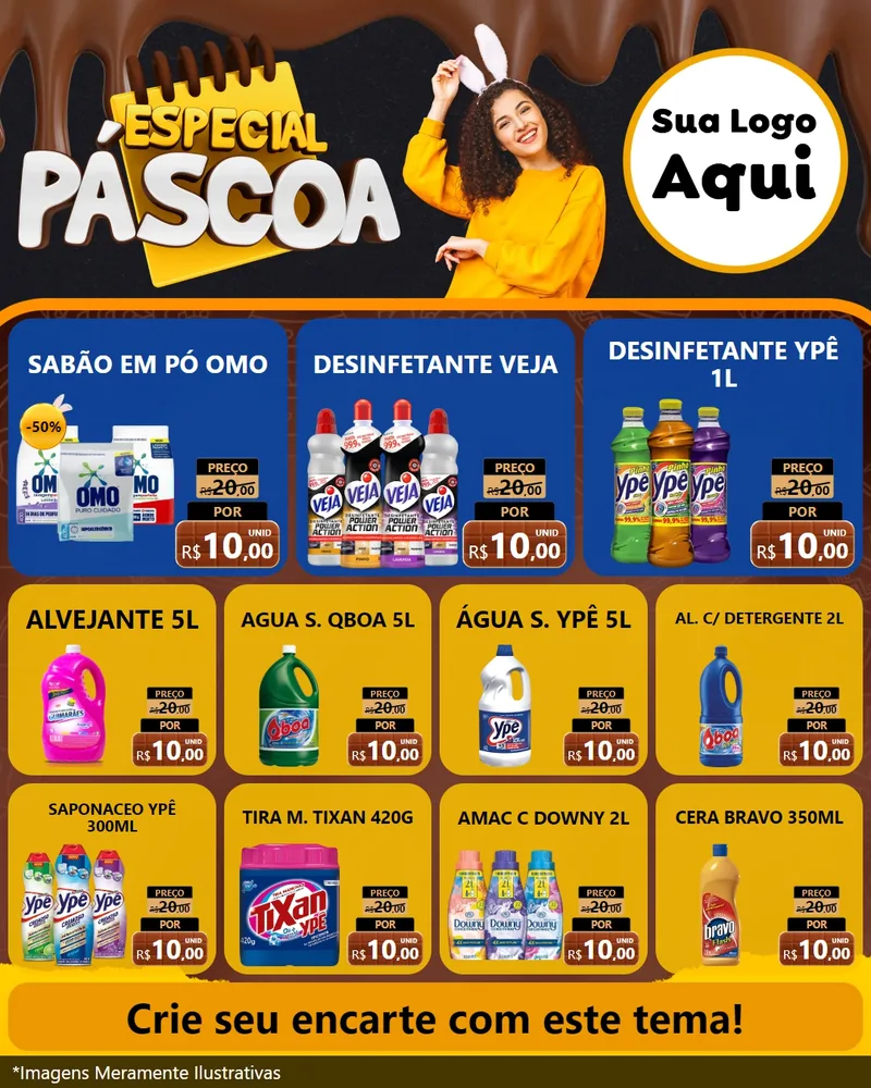 Modelo de Rede Social para Feed Instagram com o tema Especial Páscoa para Produtos de Limpeza