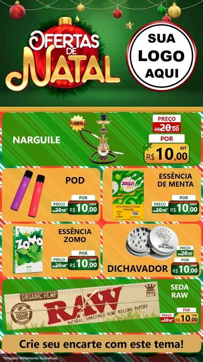 Modelo de TV para TV Vertical com o tema Ofertas de Natal para Tabacaria