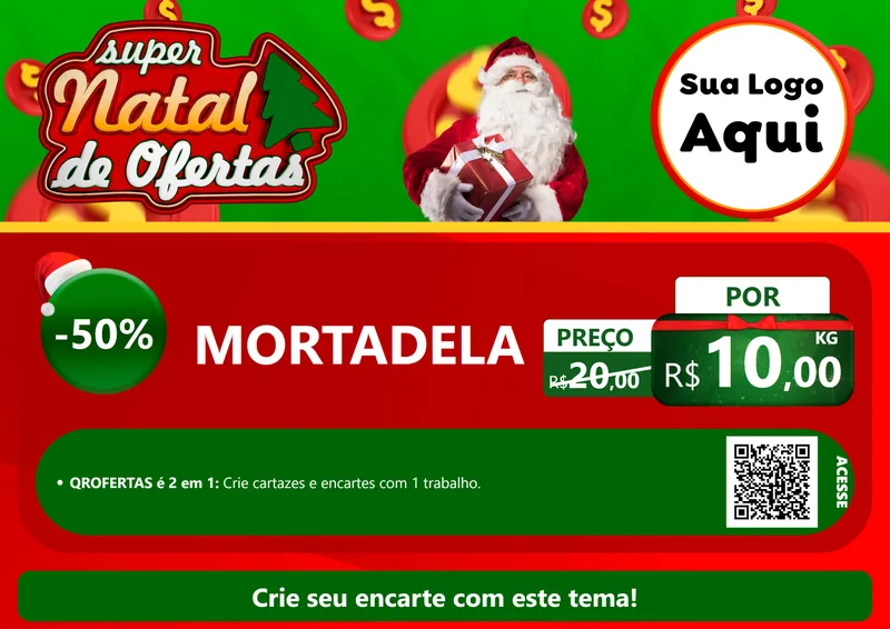 Modelo de Cartaz para Cartaz A4 Horizontal com o tema Super Natal de Ofertas para Frios e Laticínios