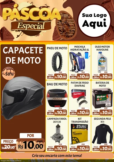 Modelo de Encarte para Encarte A4 Vertical com o tema Páscoa Especial para Moto peças