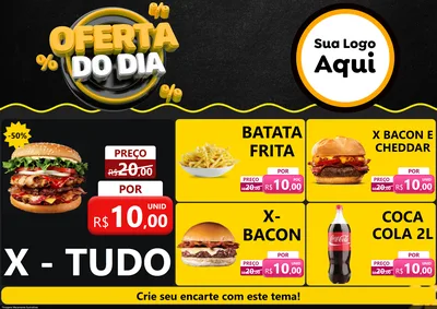 Modelo de Encarte para Encarte A4 Horizontal com o tema Oferta Do Dia para Hamburgueria