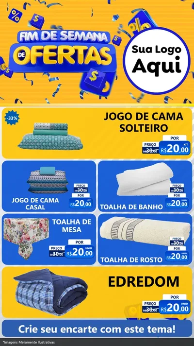 Modelo de TV para TV Vertical com o tema Fim de Semana de Ofertas para Cama, Mesa e Banho