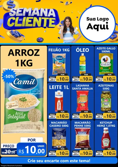 Modelo de Encarte para Encarte A4 Vertical com o tema Semana do Cliente para Supermercado