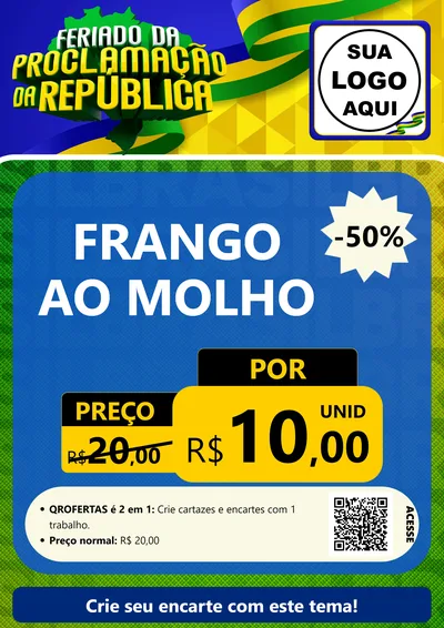 Modelo de Cartaz para Cartaz A4 Vertical com o tema Feriado da Proclamação da República para Restaurante