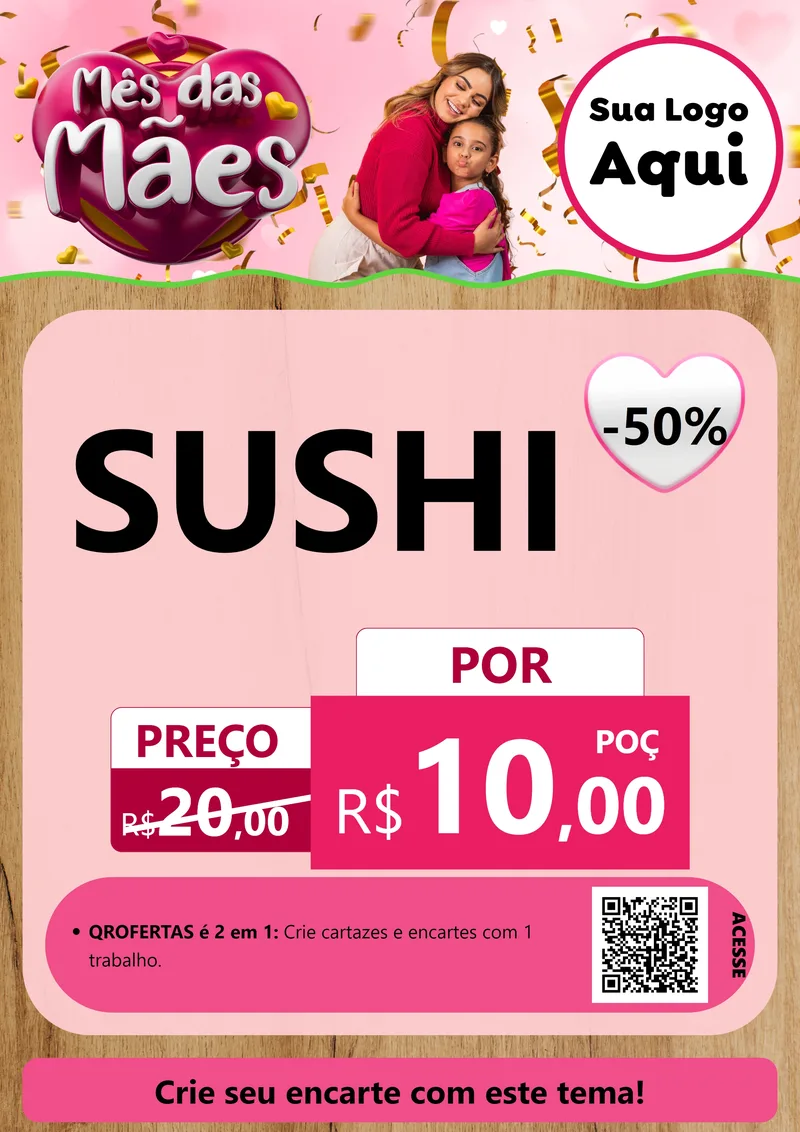 Modelo de Cartaz para Cartaz A4 Vertical com o tema Mês das Mães para Comida japonesa