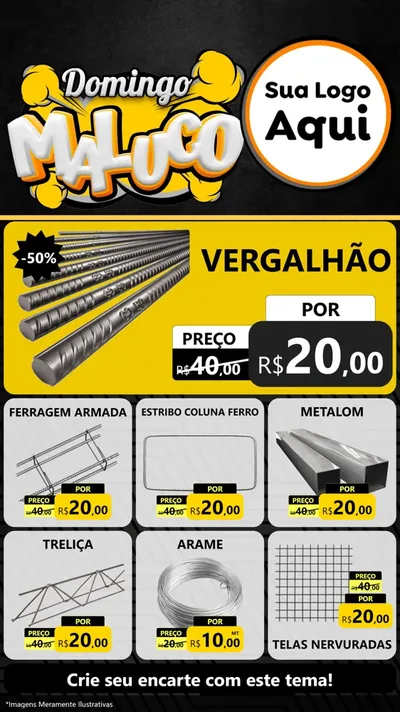 Modelo de Rede Social para Stories com o tema Domingo Maluco para Ferragens