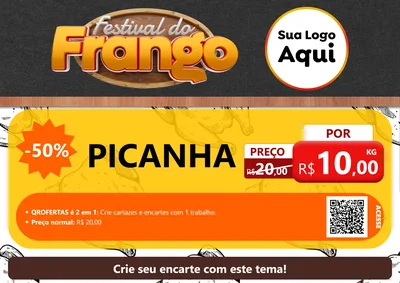 Modelo de Cartaz para Cartaz A4 Horizontal com o tema Festival do Frango para Açougue