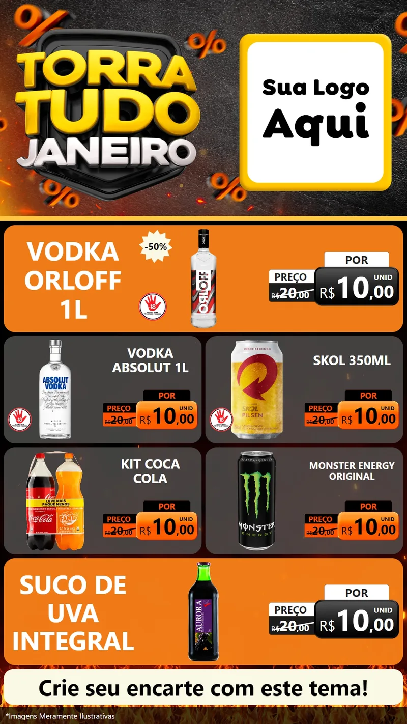 Modelo de TV para TV Vertical com o tema Torra Tudo Janeiro para Distribuidora de bebidas