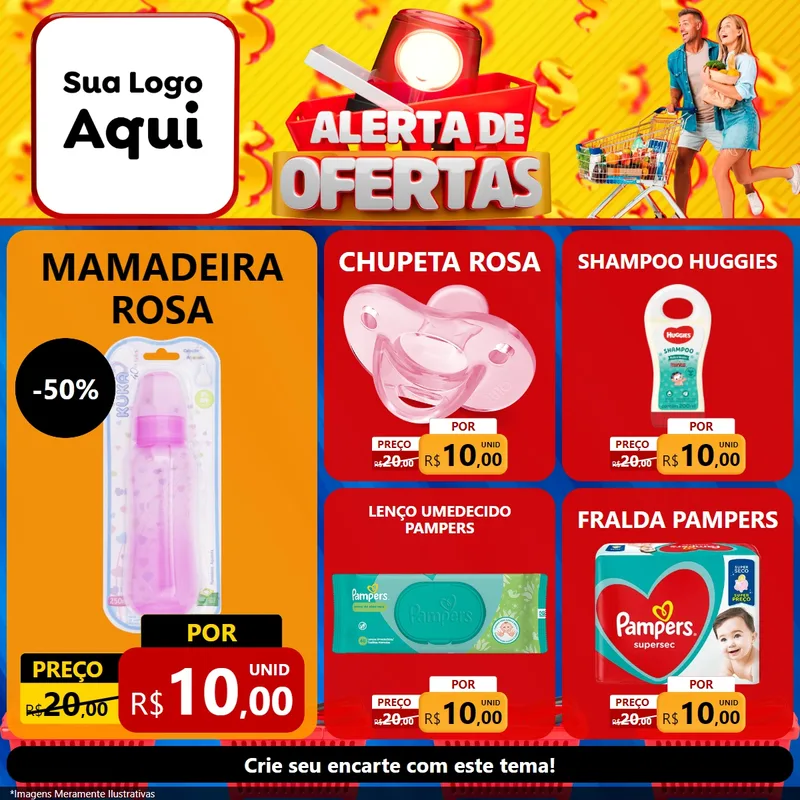 Modelo de Rede Social para Feed Facebook com o tema Alerta de Ofertas para Bebês