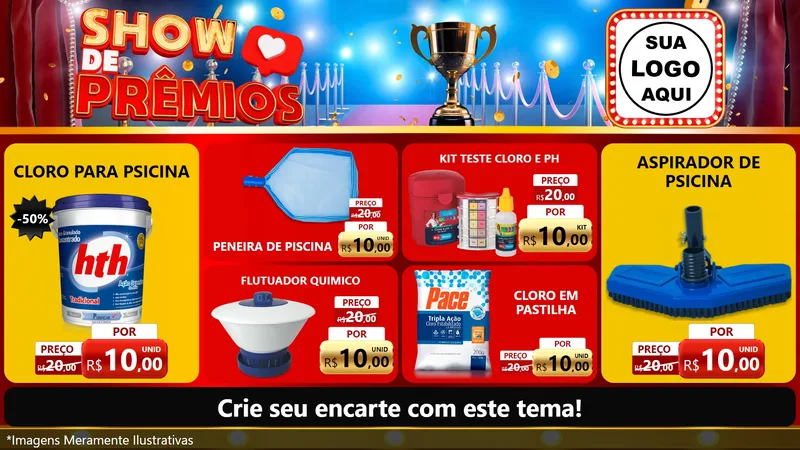 Modelo de TV para TV Horizontal com o tema Show de Prêmios para Produtos para Piscina