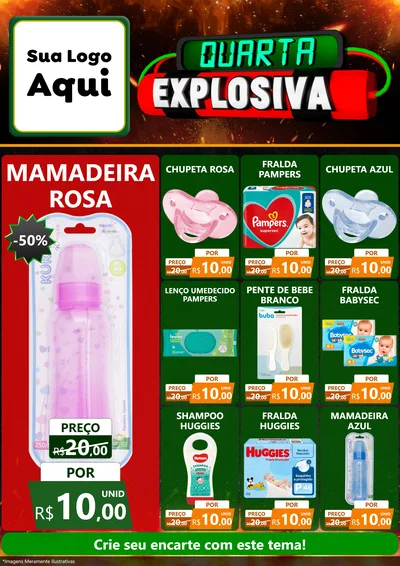 Modelo de Encarte para Encarte A4 Vertical com o tema Quarta Explosiva para Bebês