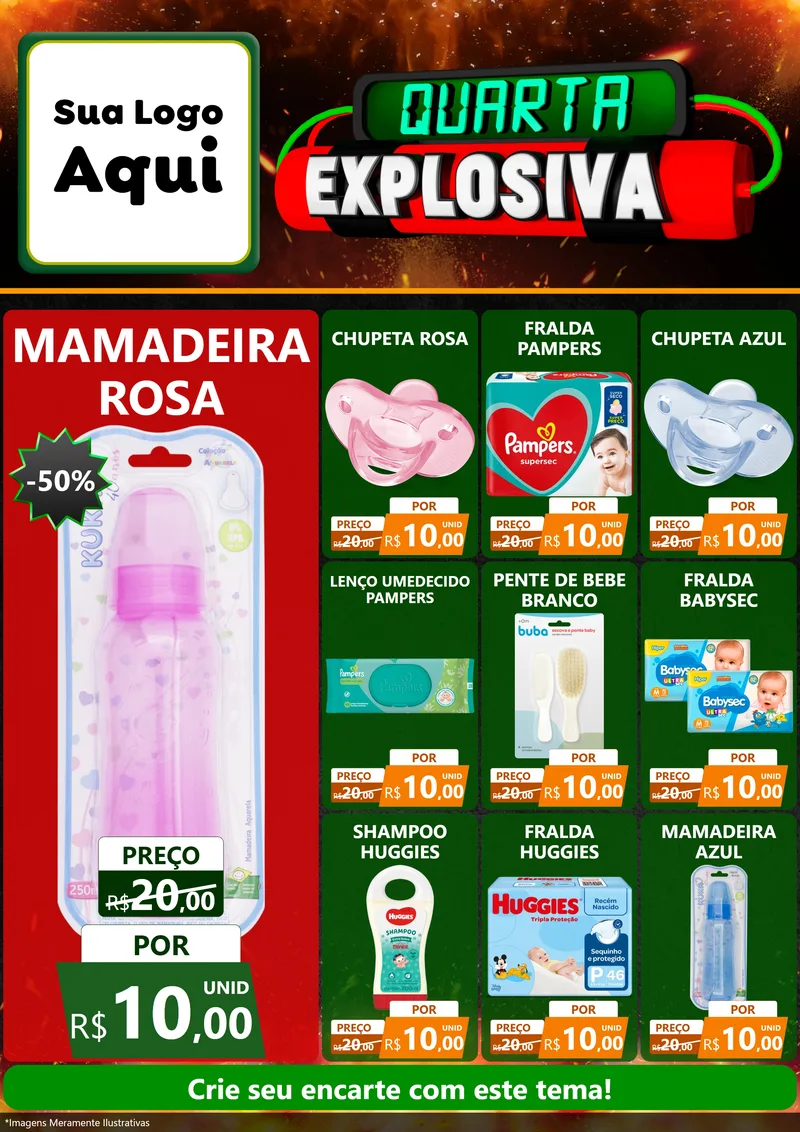 Modelo de Encarte para Encarte A4 Vertical com o tema Quarta Explosiva para Bebês