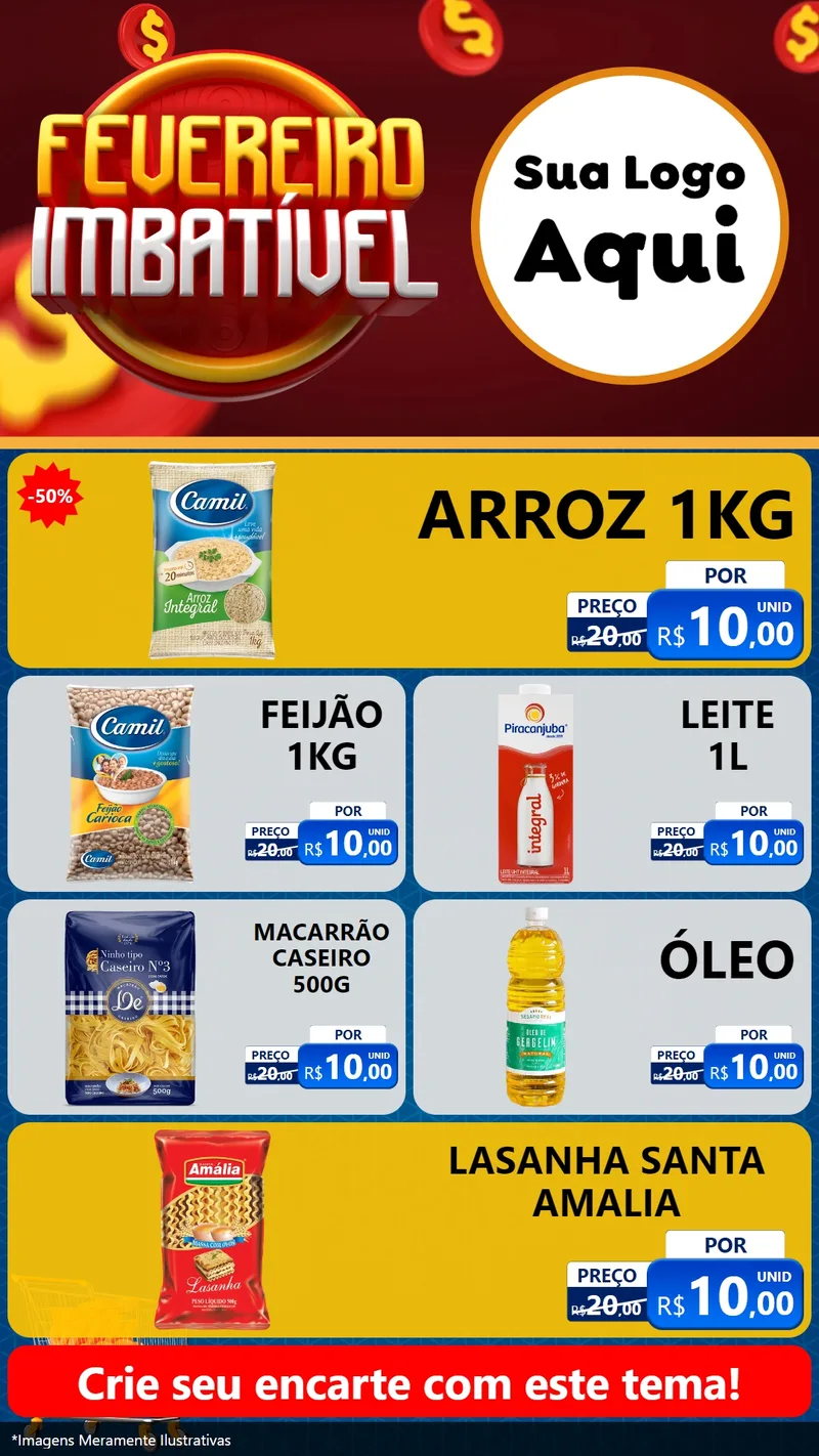 Modelo de TV para TV Vertical com o tema Fevereiro Imbatível para Supermercado