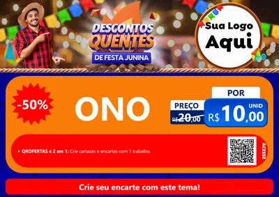 Modelo de Cartaz para Cartaz A4 Horizontal com o tema Descontos Quentes de Festa Junina para Óticas