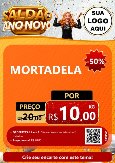 Modelo de Cartaz para Cartaz A4 Vertical com o tema Saldão de Ano Novo para Frios e Laticínios