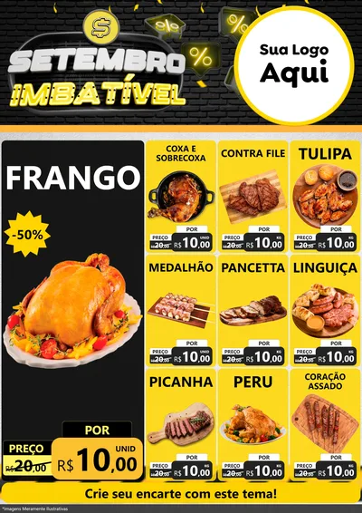Modelo de Encarte para Encarte A4 Vertical com o tema Setembro Imbatível para Assados