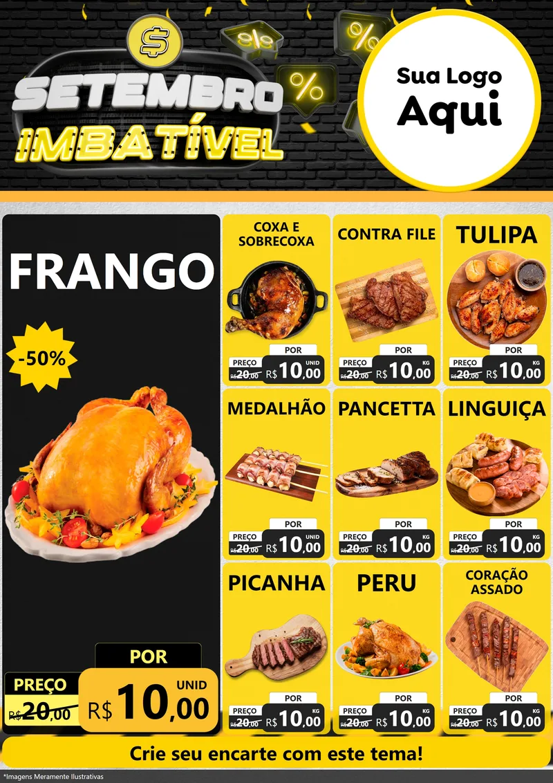 Modelo de Encarte para Encarte A4 Vertical com o tema Setembro Imbatível para Assados