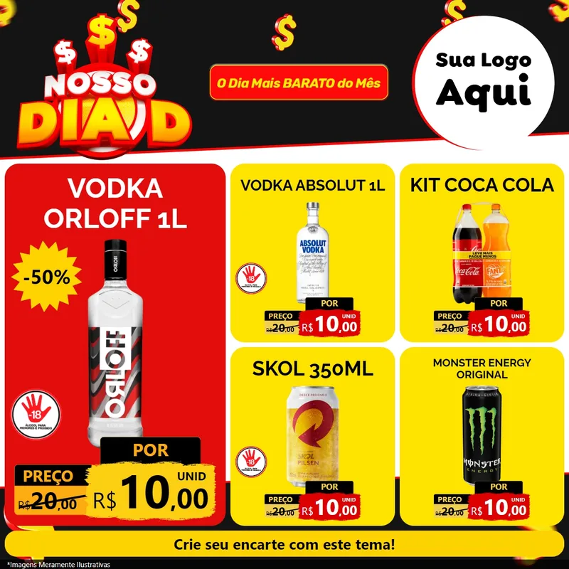 Modelo de Rede Social para Feed Facebook com o tema Nosso Dia D para Distribuidora de bebidas