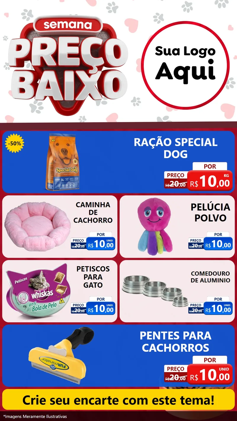 Modelo de TV para TV Vertical com o tema Semana Preço Baixo - Pet Shop para Pet Shop