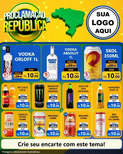 Modelo de Rede Social para Feed Instagram com o tema Proclamação da República para Distribuidora de bebidas