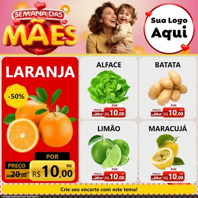 Modelo de Rede Social para Feed Facebook com o tema Semana das Mães para Hortifrúti
